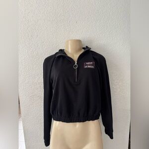 GUESS Black Half-Zip Women's Sweatshirt cropped streetwear y2k